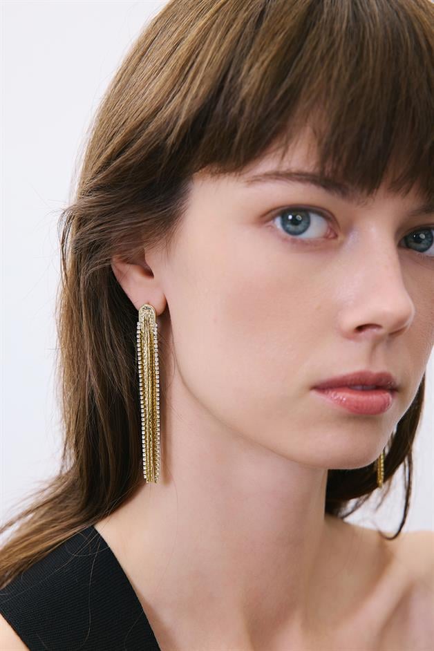 Sparkling Long Gold Earrings