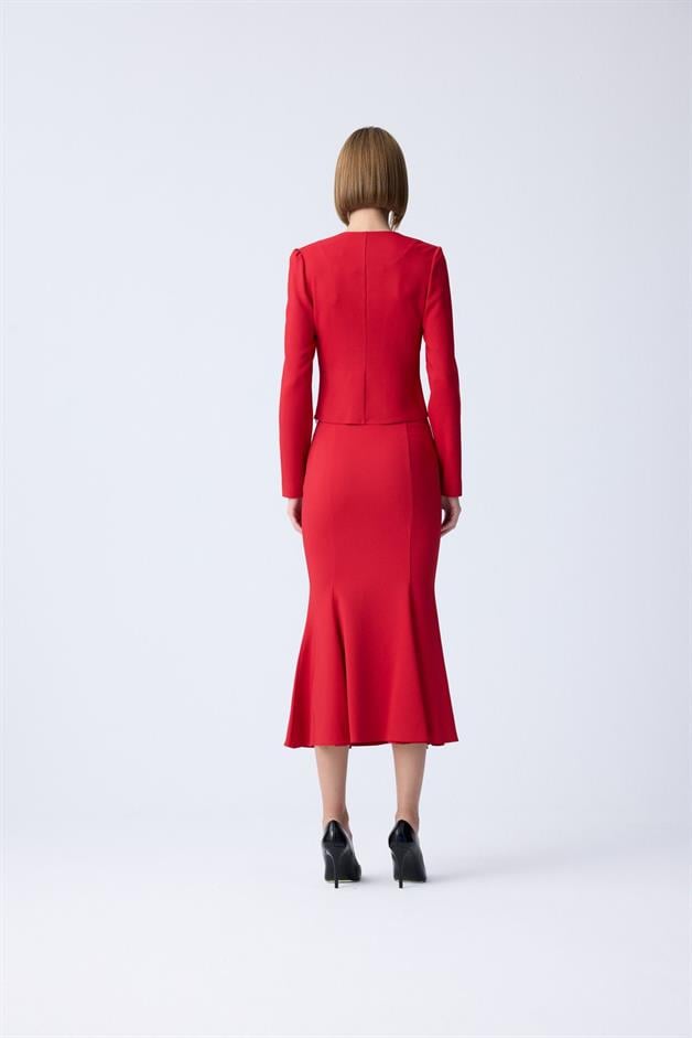 Chest Cutout Detail Red Blouse