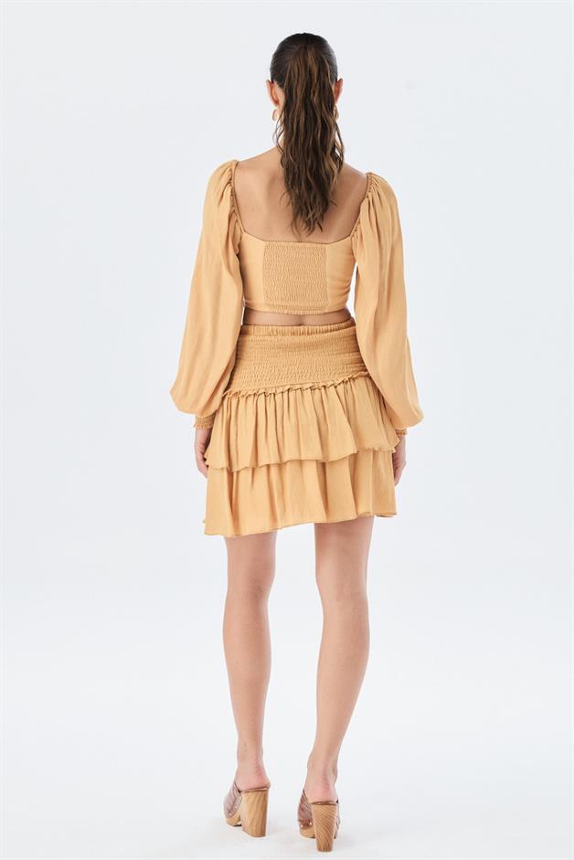 Chest Cups Square Neck Tobacco Blouse