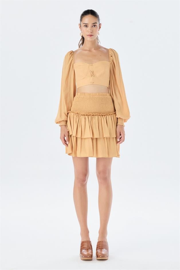 Chest Cups Square Neck Tobacco Blouse