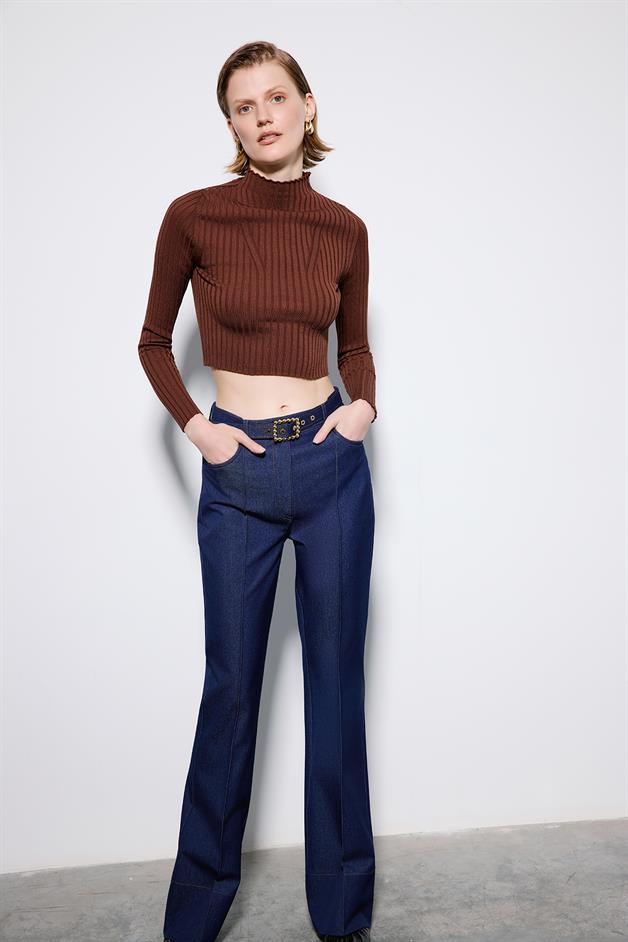 Navy Trousers With Gold Belt