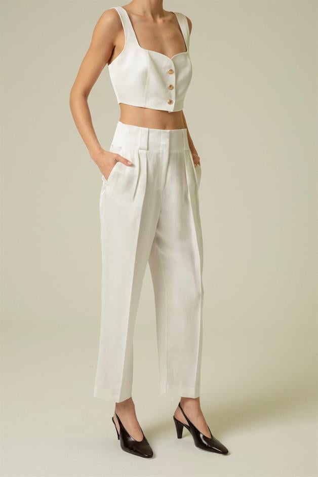 Havuç Paça Ekru Pantolon