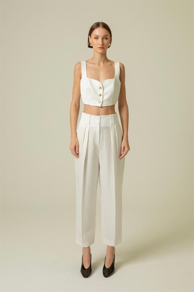 Havuç Paça Ekru Pantolon