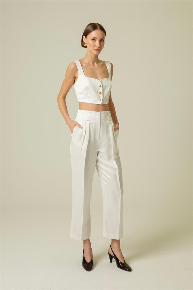 Havuç Paça Ekru Pantolon