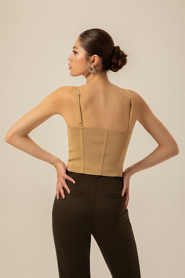 Thins Strapped Camel Knit Bustier