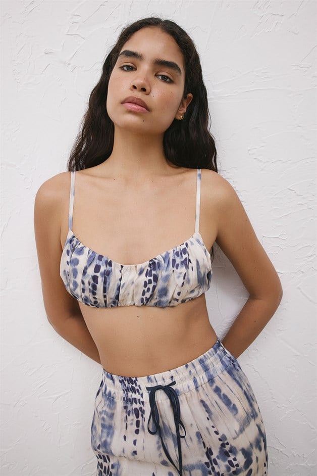İnce Askılı Desenli Crop Multi Büstiyer