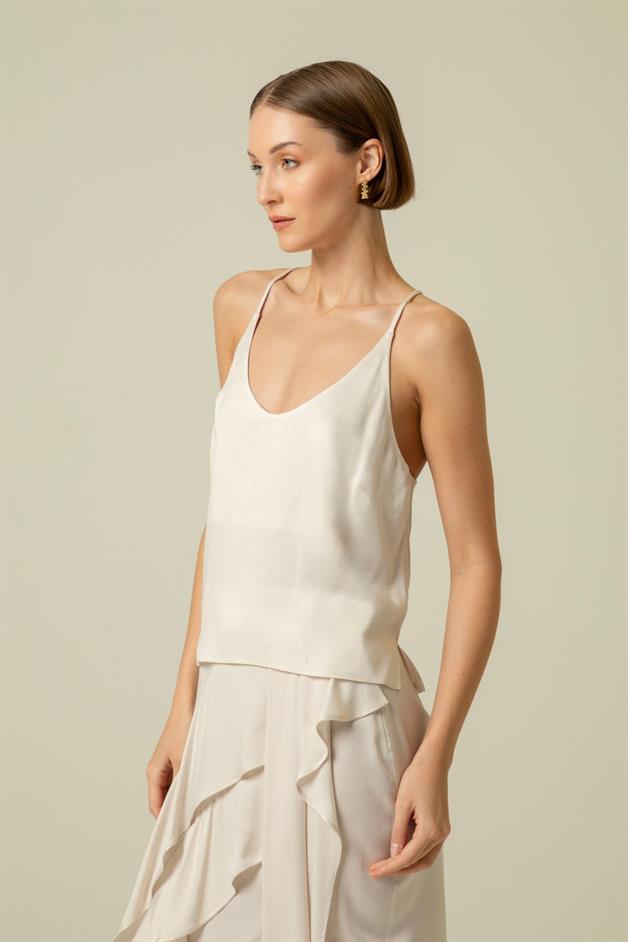 İnce Askılı Ekru Büstiyer