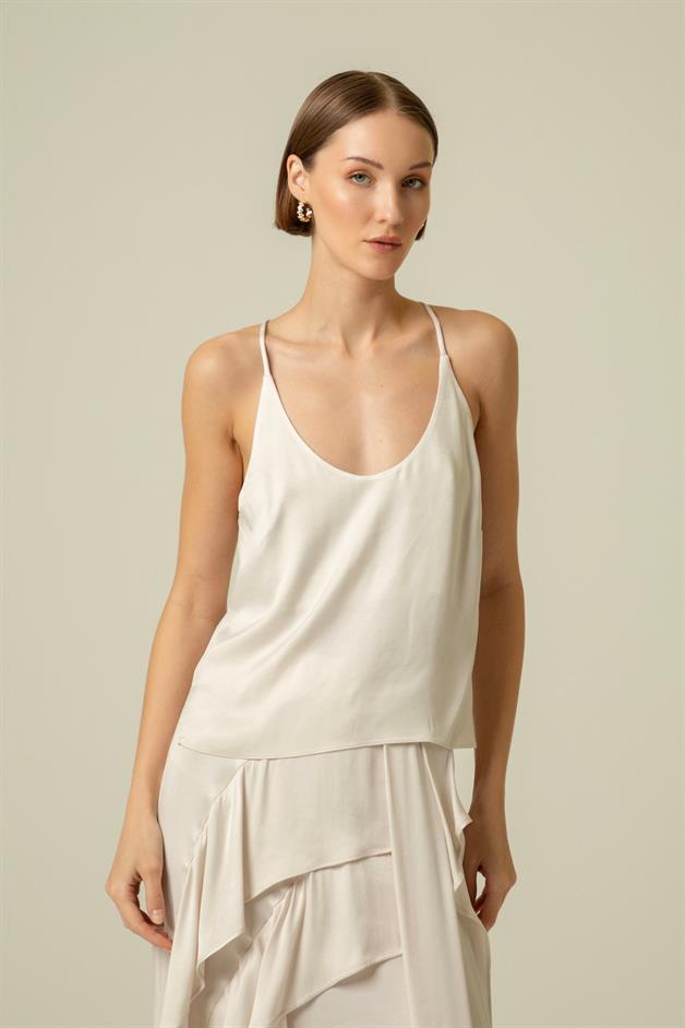 İnce Askılı Ekru Büstiyer