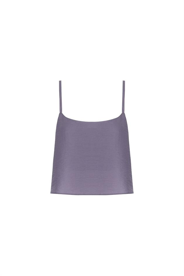 İnce Askılı İndigo Crop Top