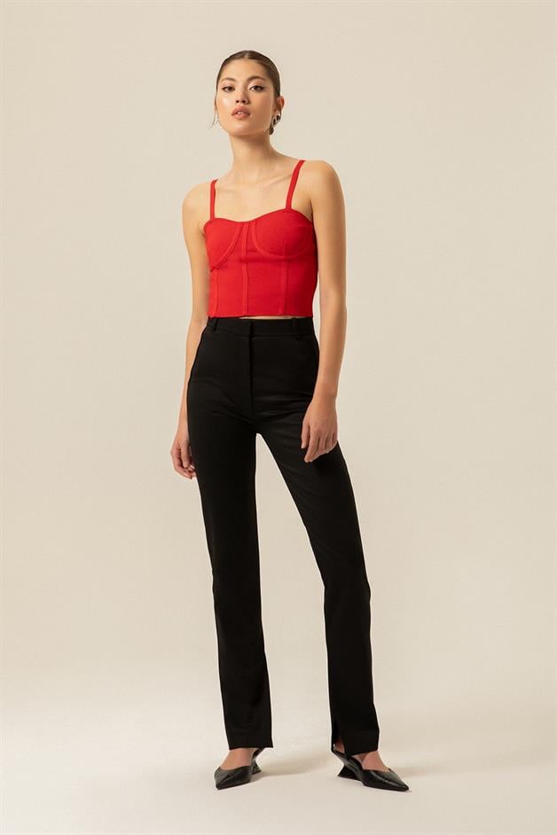 Thins Strapped Red Knit Bustier
