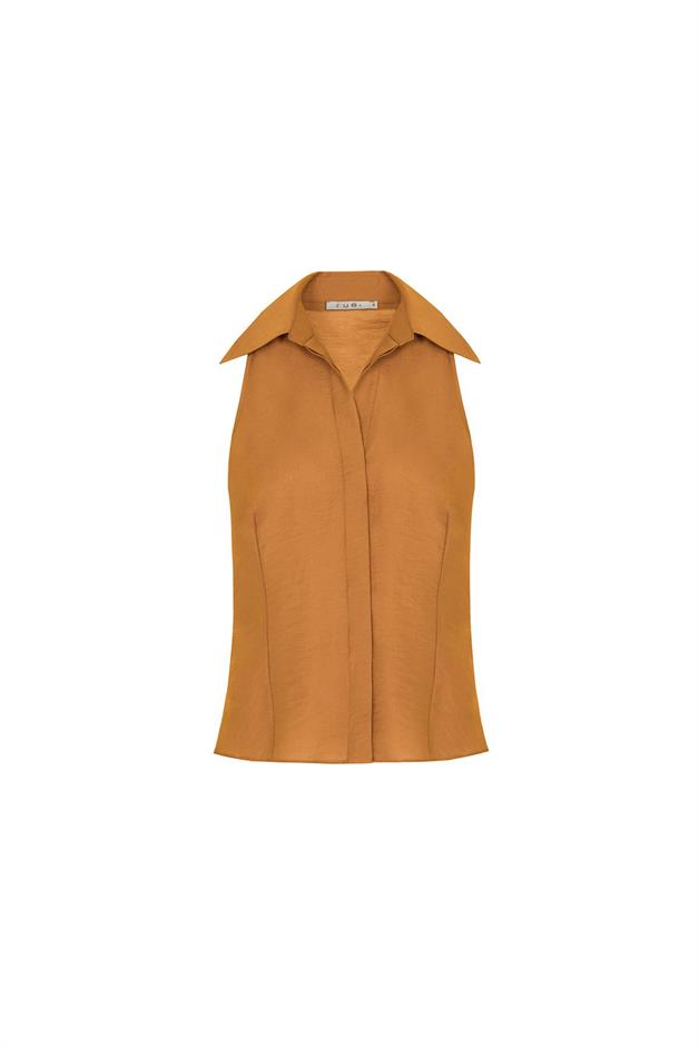 İnce Askılı Rahat Form Tütün Crop Top