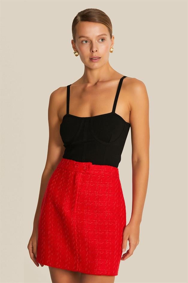 Thins Strapped Black Knit Bustier