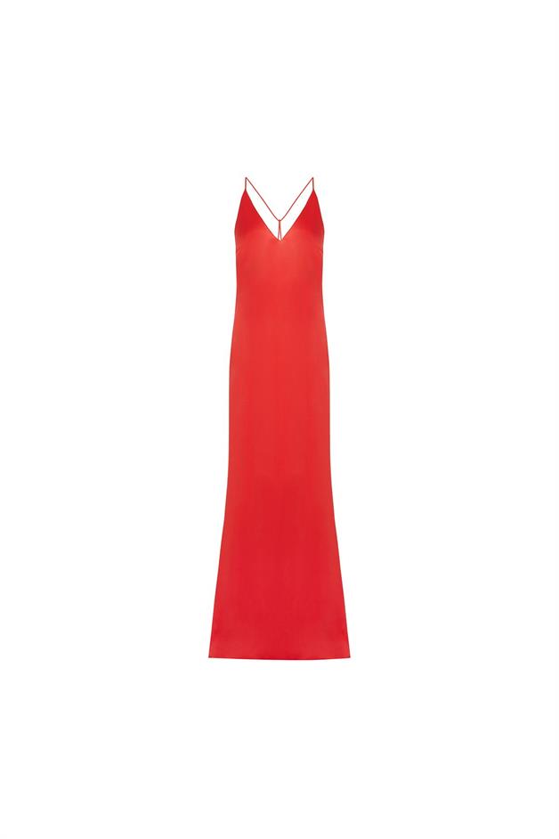 Thin Strapped V-Neck Poppy Long Dress