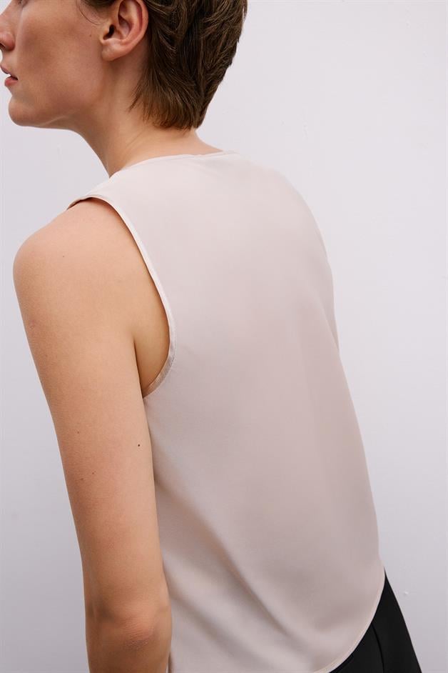 Thick Strap Square Neck Powder Blouse