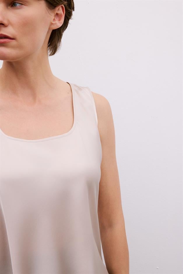 Thick Strap Square Neck Powder Blouse