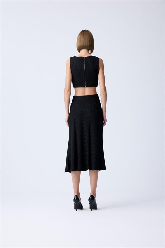 Kare Yaka Siyah Tüvit Büstiyer