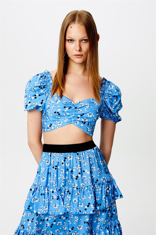 Karpuz Kol Mavi Crop Bluz