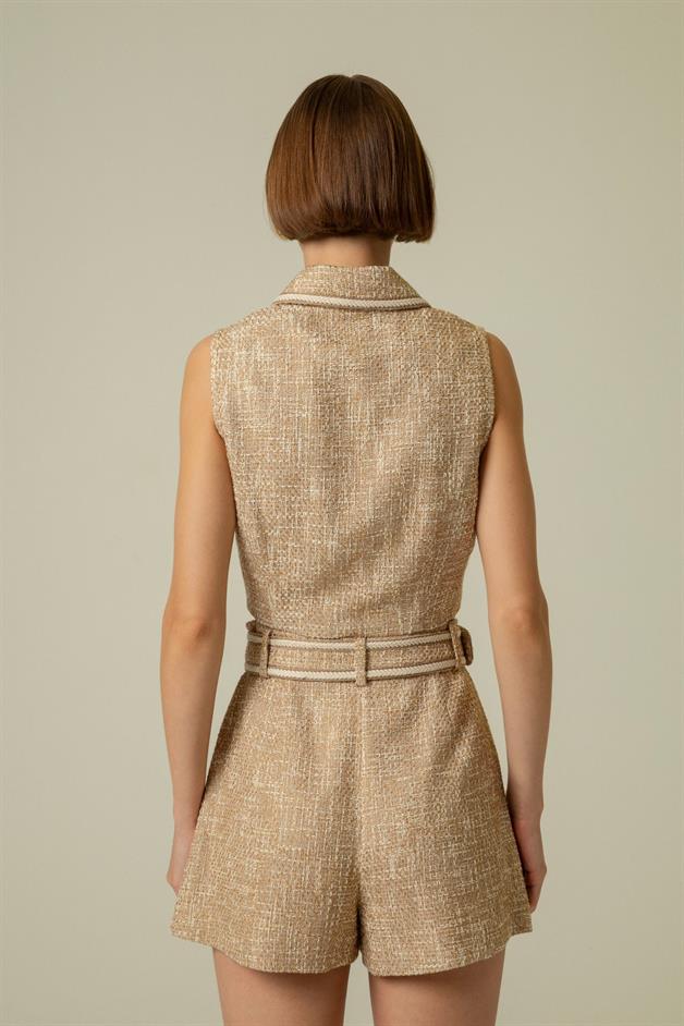Belt Detail Camel Mini Shorts