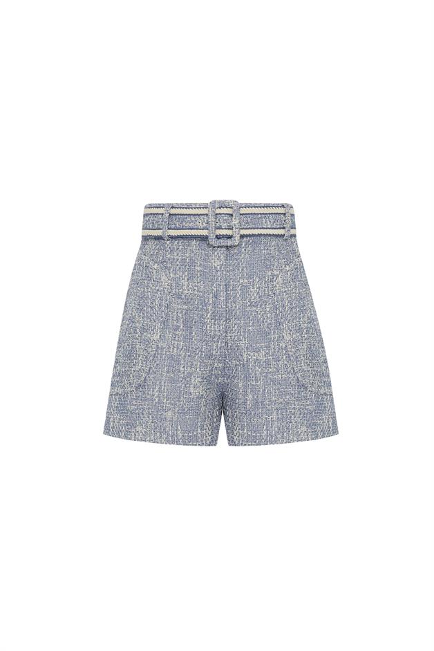 Belt Detail Indigo Mini Shorts