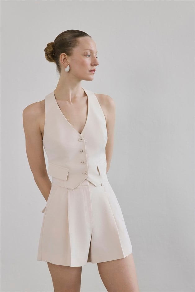 Linen Blend Belted Mini Powder Pink Shorts