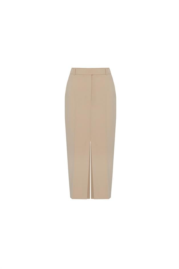 Midi-Length Classic Beige Skirt
