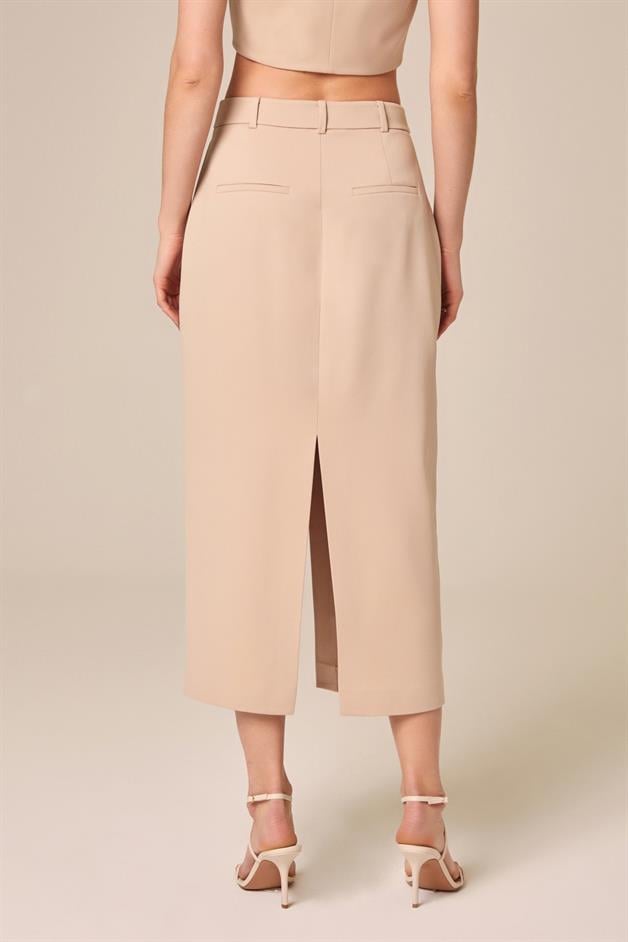 Midi-Length Classic Beige Skirt