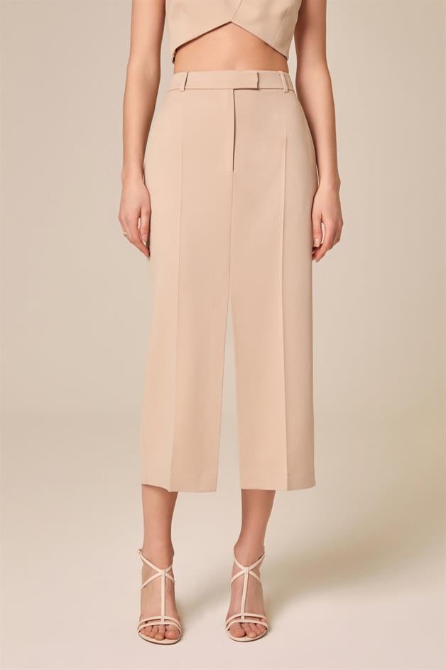 Midi-Length Classic Beige Skirt
