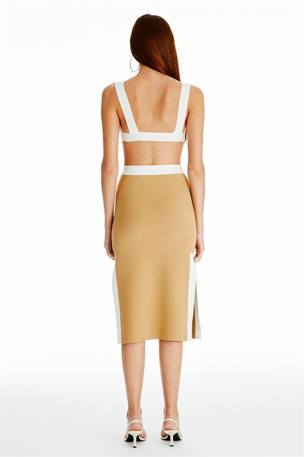 Kontrast Camel Triko Büstiyer