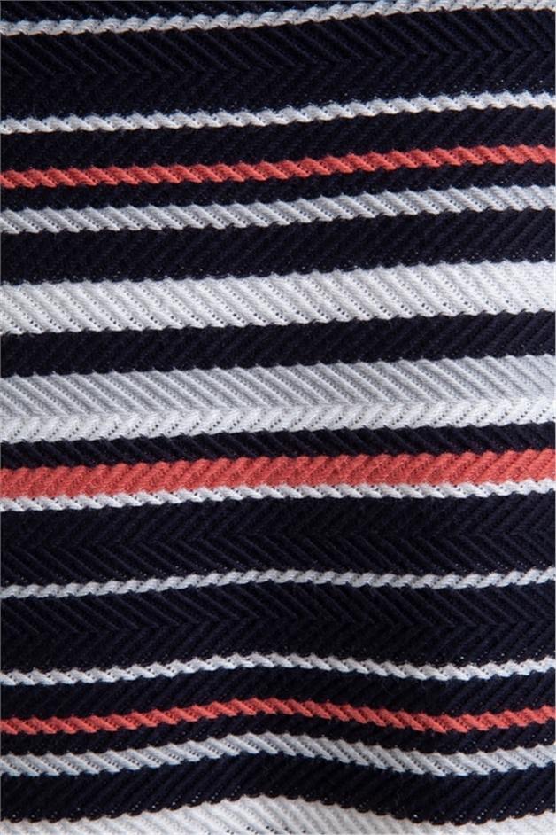 Yüksek Bel Çizgili Lacivert Triko Etek