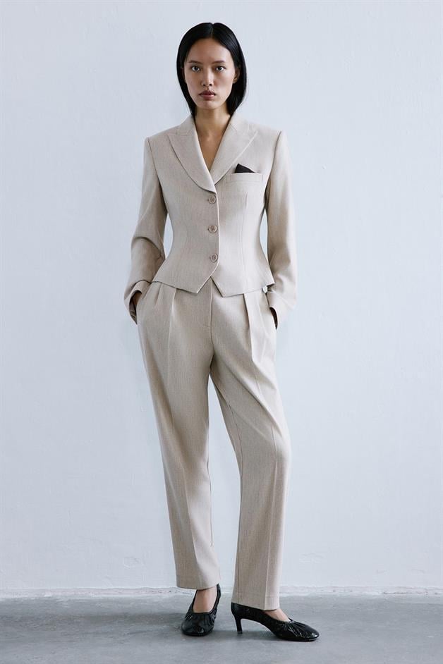 Melange Textured Beige Jacket