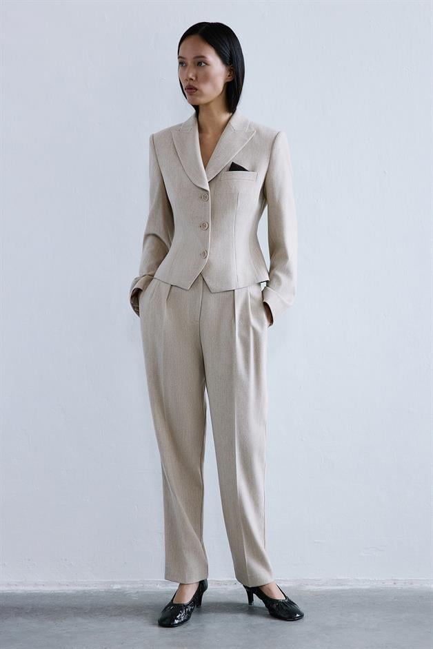 Melange Textured Beige Jacket