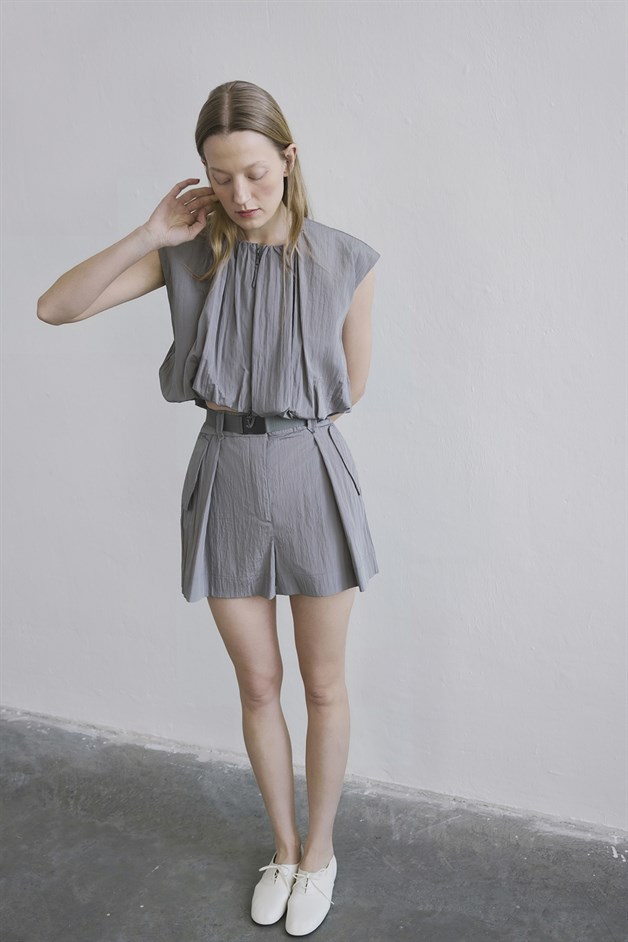 Metal Buckle Mink Mini Shorts