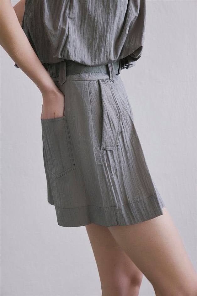 Metal Buckle Mink Mini Shorts