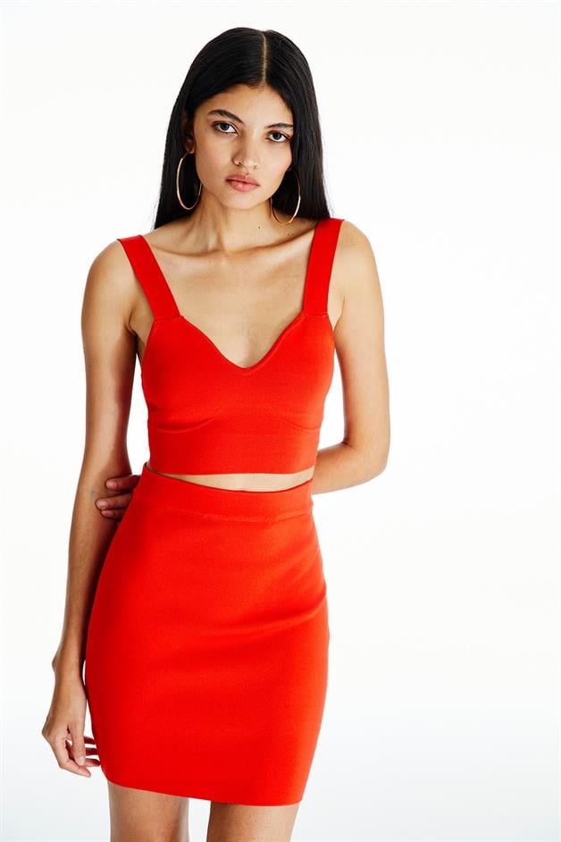 Mini Narçiçeği Triko Etek