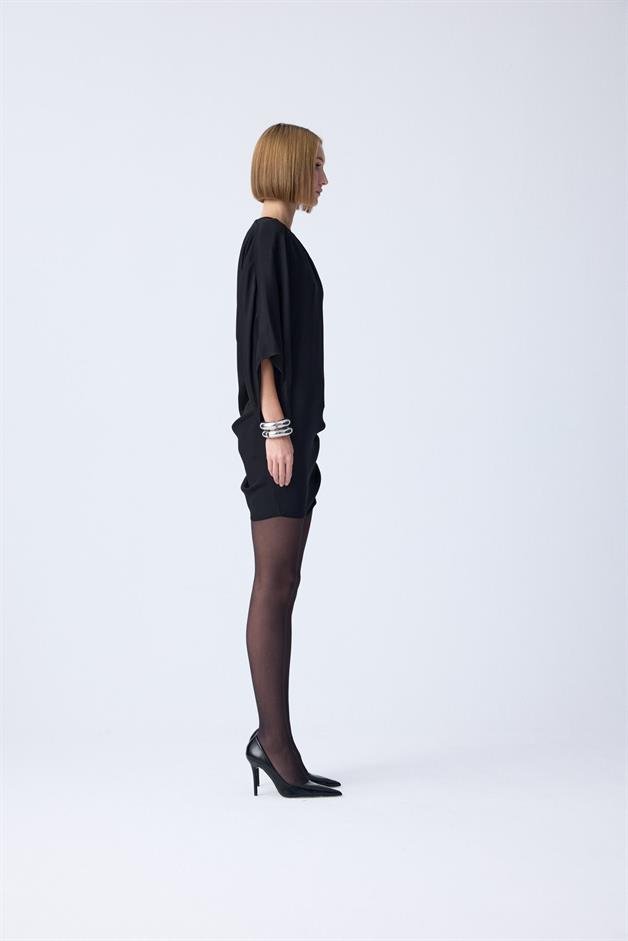 Shoulder Cutout Detail Black Mini Dress