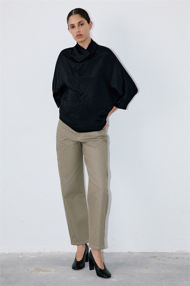 Satin Backless Black Blouse