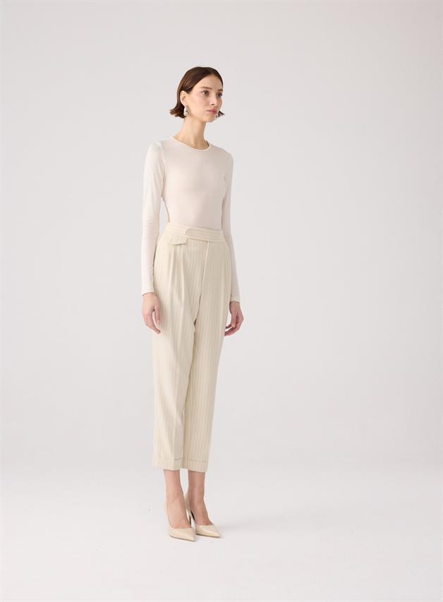 Open-Back Long-Sleeve Ecru Bodysuit