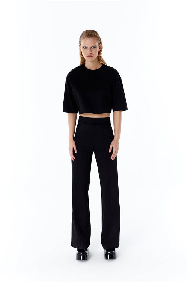 Siyah Basic Crop T-Shirt