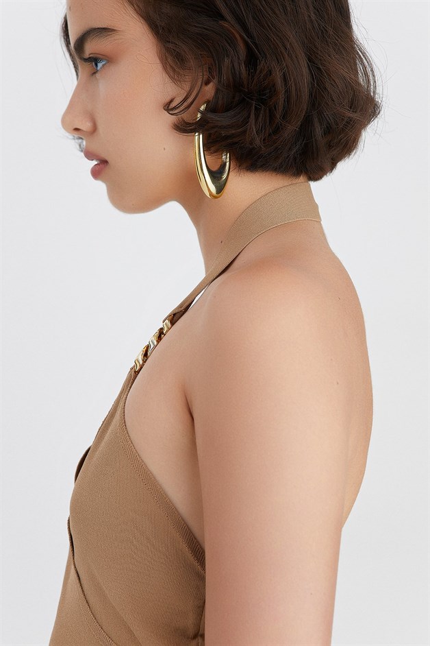 Tokalı Camel Triko Top