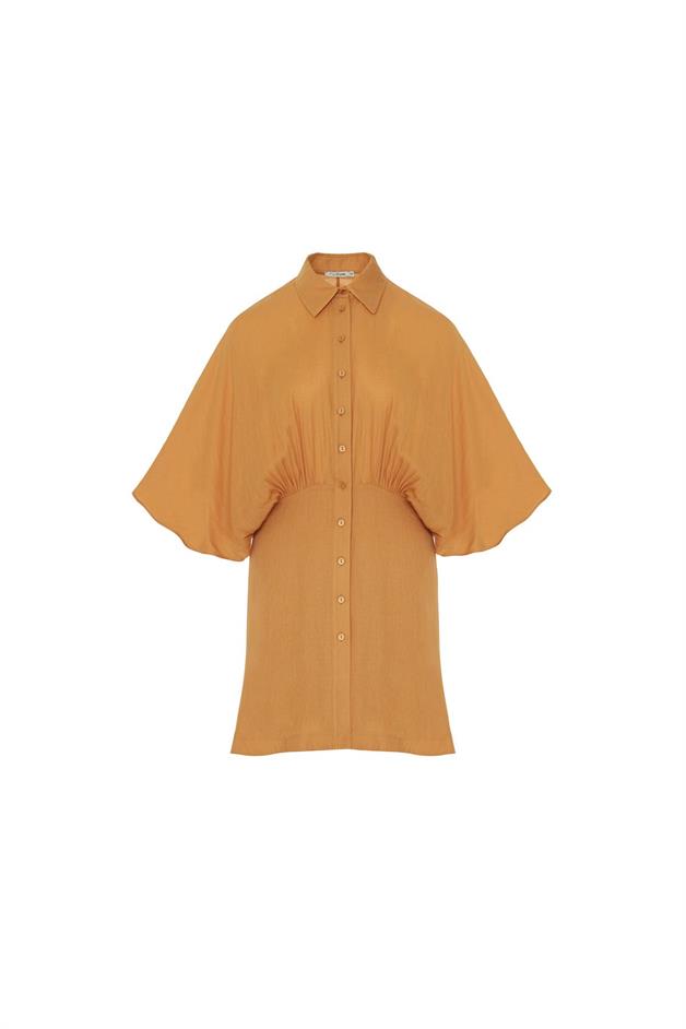Brown Mini Shirt Dress