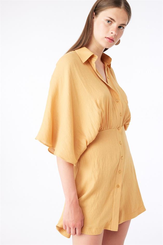 Brown Mini Shirt Dress