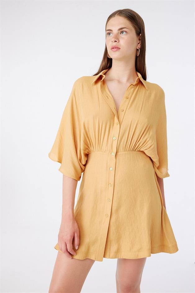 Brown Mini Shirt Dress