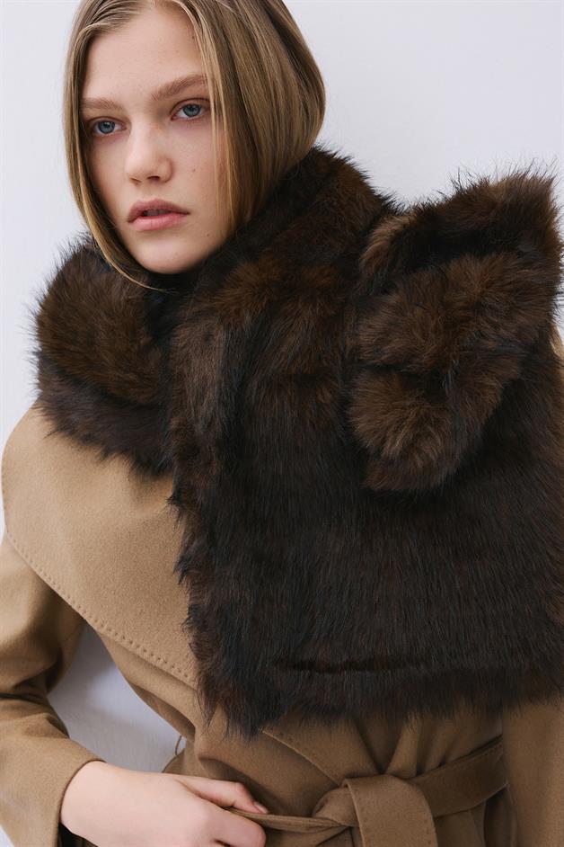 Fluffy Brown Faux Fur Neck Warmer