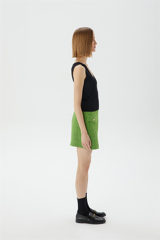 V Yaka Sİyah Triko Top