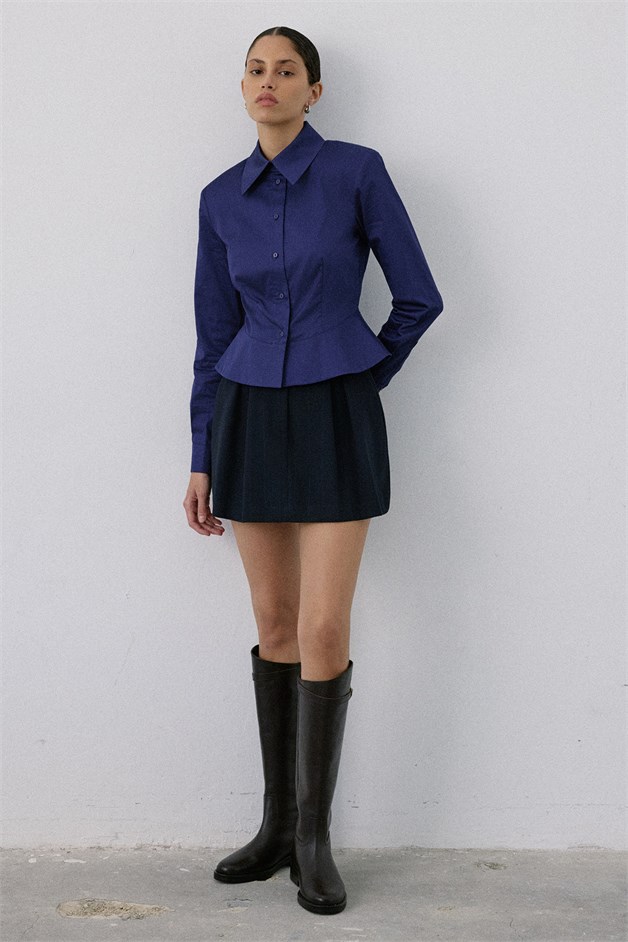 Padded Long Sleeve Navy Shirt