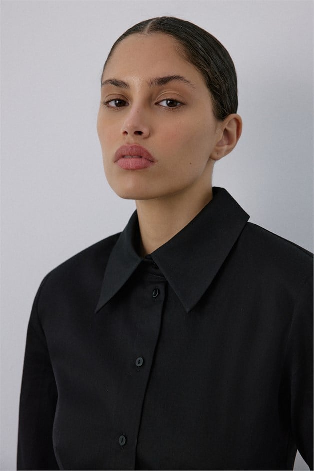 Padded Long Sleeve Black Shirt