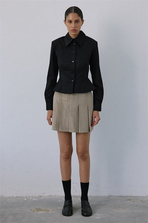 Padded Long Sleeve Black Shirt