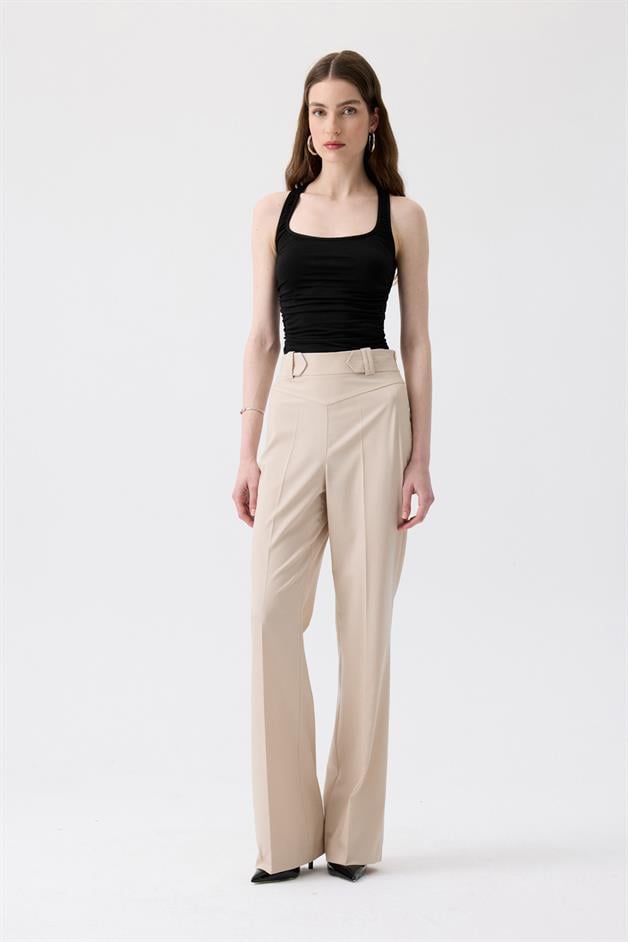 Side Ruched Stretch Black Blouse