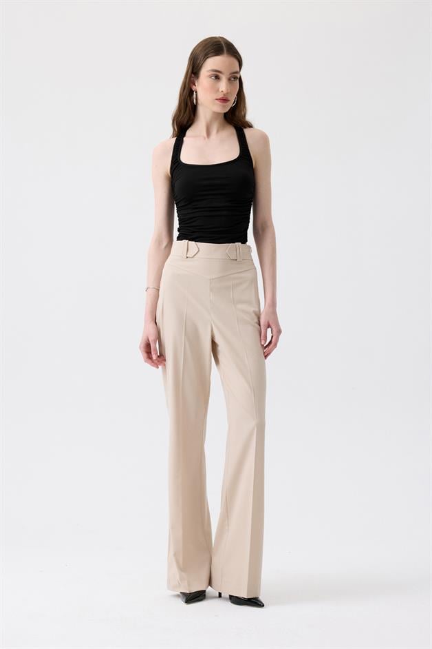 Side Ruched Stretch Black Blouse