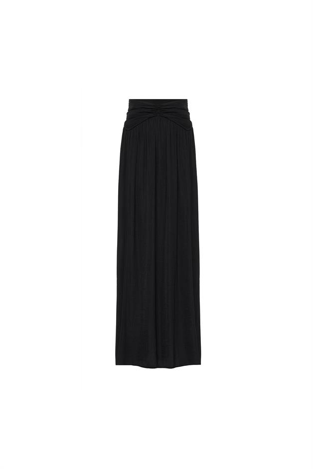Slit Detailed Black Long Skirt